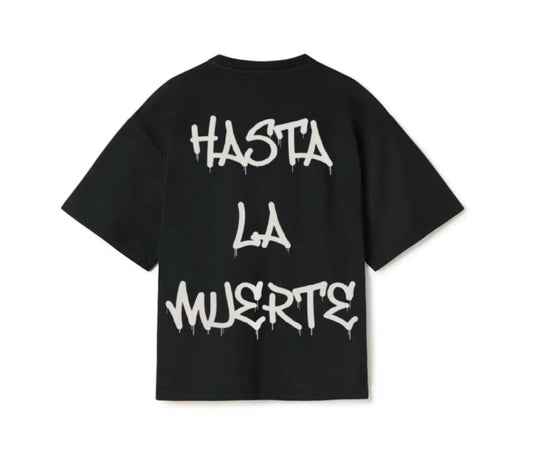 T-SHIRT NERA BOXY FIT MOTIVO HASTA LA MUERTE